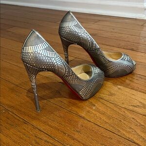 Christian Louboutin Metallic Patterned Heels- Art Deco